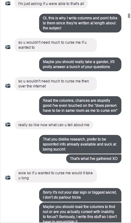 Everyone, I tend to dislike those who dislike research. I’m like a Republican when it comes to spoonfeeding: no handouts